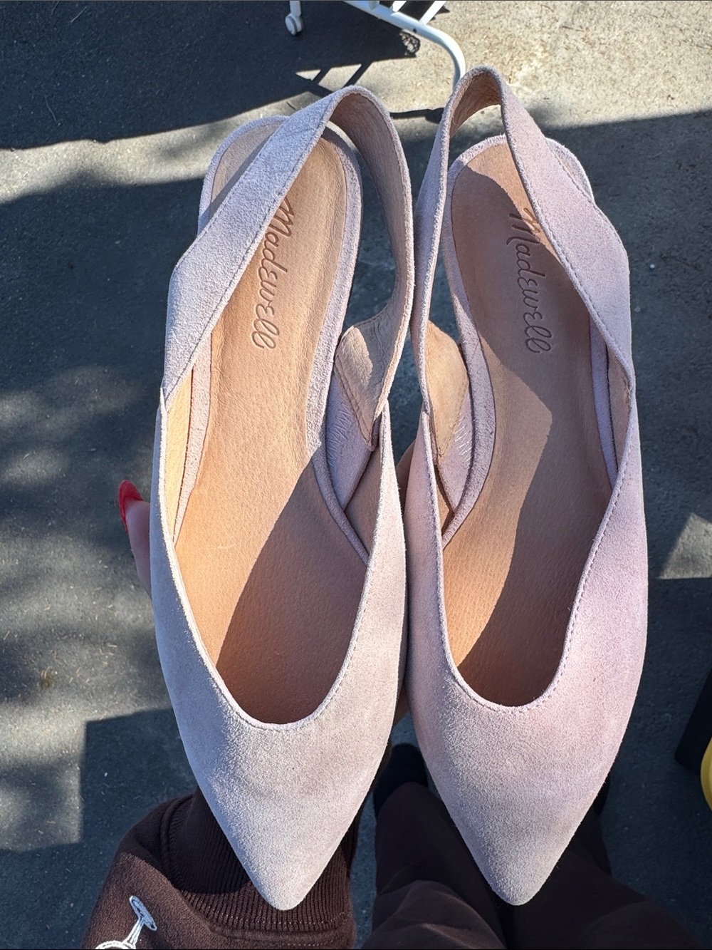 Madewell Dusty Pink Suede Pointed Slingback Flats